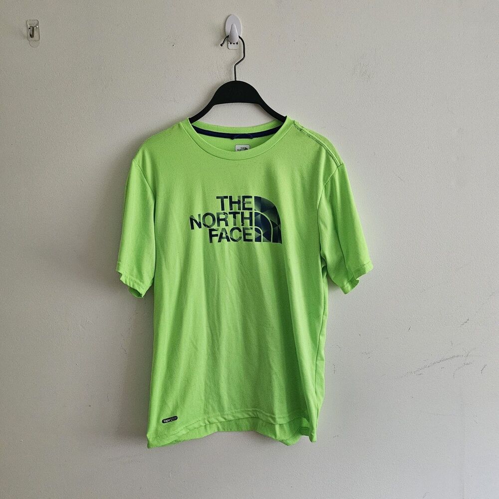The North Face Mens Small VaporWick Tee Neon Green Logo Graphic